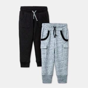 NWT Toddler Boys 2pk Jogger Pants Cat & Jack Heather Reinforced Knee